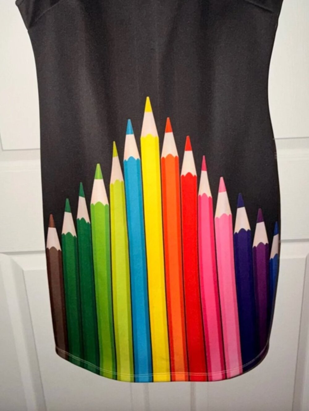 Pyramid Collection Colored Pencil Rainbow Print Dress Art Teacher Vintage Retro - Picture 5 of 5
